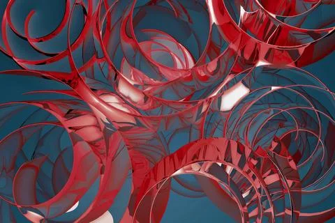 Abstract vibrant background - pattern of bubbles, curls, circles of bright re Stockillustratie