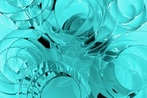 Abstract vibrant background - pattern of bubbles, curls, circles of turquoise Stock Photos