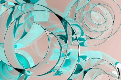 Abstract vibrant background with pattern of curls, circles, bubbles,  of aqua Stockillustratie