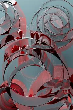 Abstract vibrant background with pattern of spirals, curls of light blue, gre Illustrazione stock