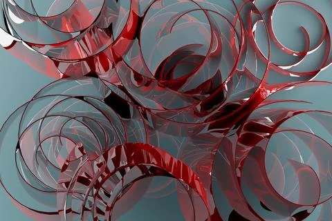 Abstract vibrant background with pattern of spirals, curls - light blue, grey Stock Photos