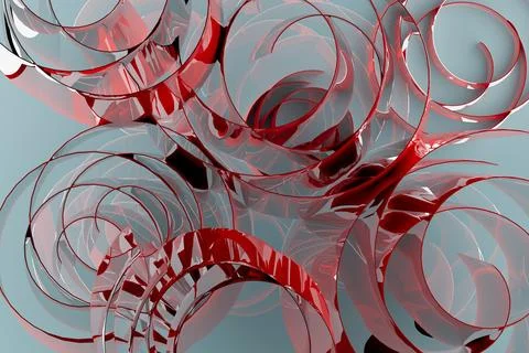 Abstract vibrant background with pattern of spirals, curls of light blue, gre Stock Photos