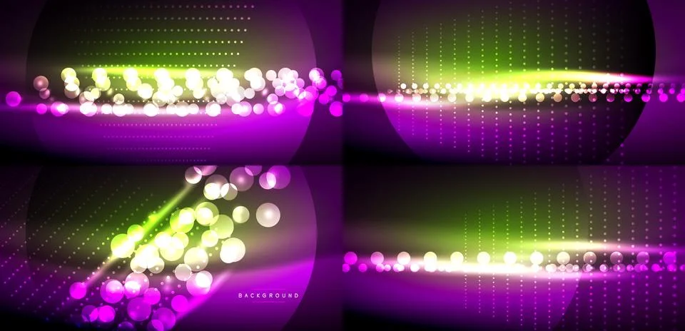 Abstract vibrant backgrounds. Glowing particles, lines create dynamic visual Stock Illustration