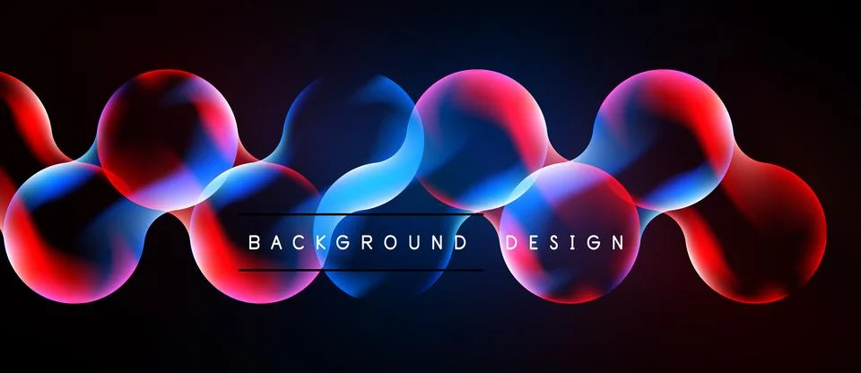 Abstract vibrant bubbles, flowing shapes, neon colors. Modern design element Иллюстрация