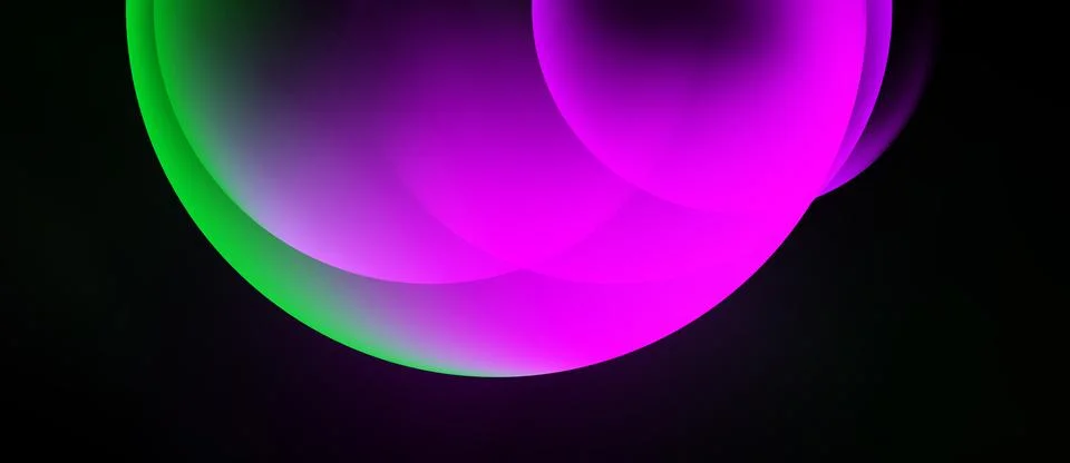 Abstract vibrant bubbles overlap, creating gradient effect. Dark background Stock Illustration