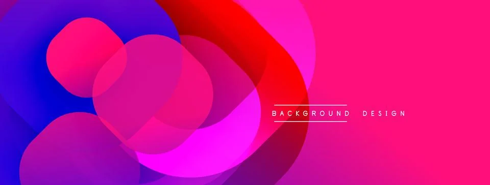 Abstract vibrant circles overlap creating dynamic colorful background. Gradient 스톡 일러스트