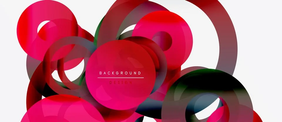 Abstract vibrant circles overlap, creating dynamic composition. Pink, red, dark 스톡 일러스트