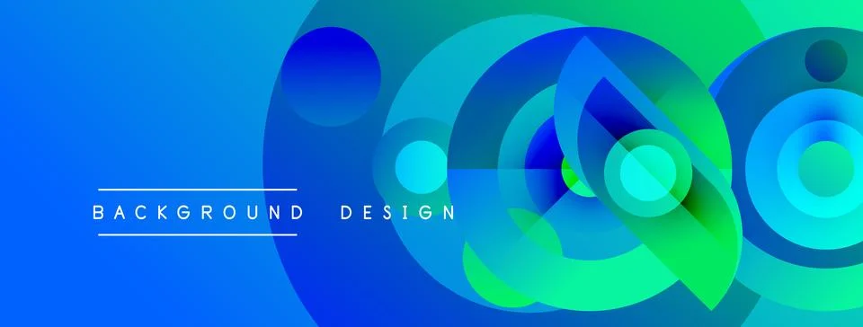 Abstract vibrant circles overlap, creating dynamic blue, green gradient. Text 스톡 일러스트