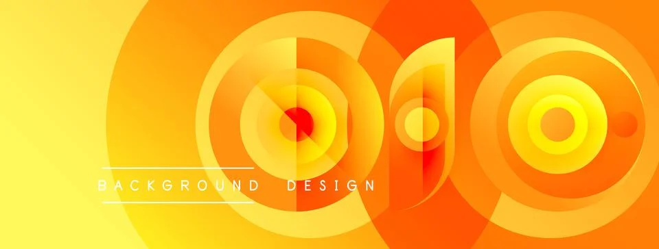 Abstract vibrant circles overlap, creating dynamic yellow, orange gradient... Stockillustratie