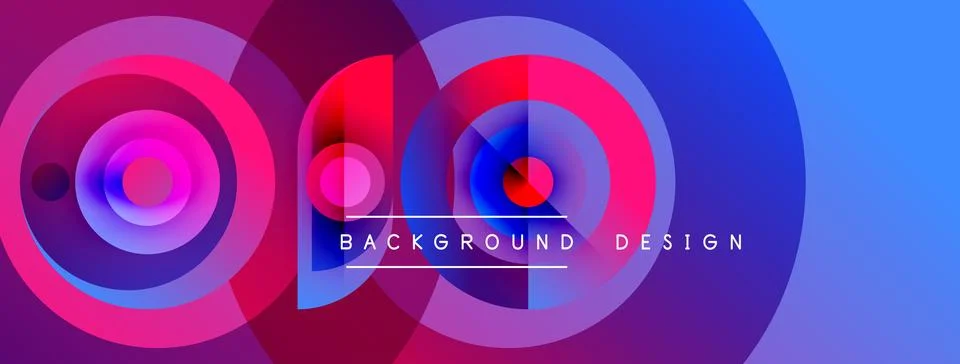Abstract vibrant circles overlap creating dynamic gradient background. Modern 库存插图