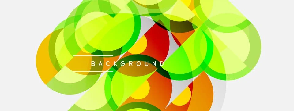 Abstract vibrant circles overlap, creating dynamic colorful background. Moder 스톡 일러스트