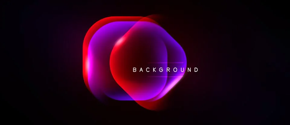 Abstract vibrant circles overlap, creating glowing effect. Dark background Stock Illustration