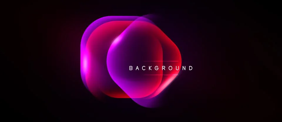 Abstract vibrant circles overlap, creating glowing effect. Dark background Stock Illustration