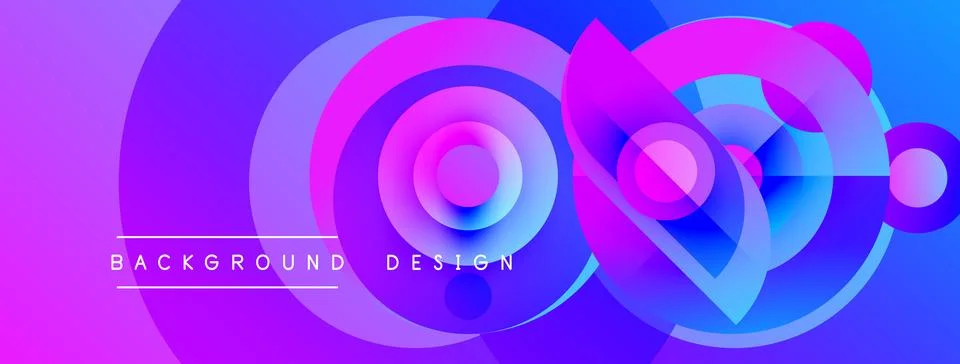 Abstract vibrant circles overlap creating dynamic purple, blue gradients. Tex Stock Illustration