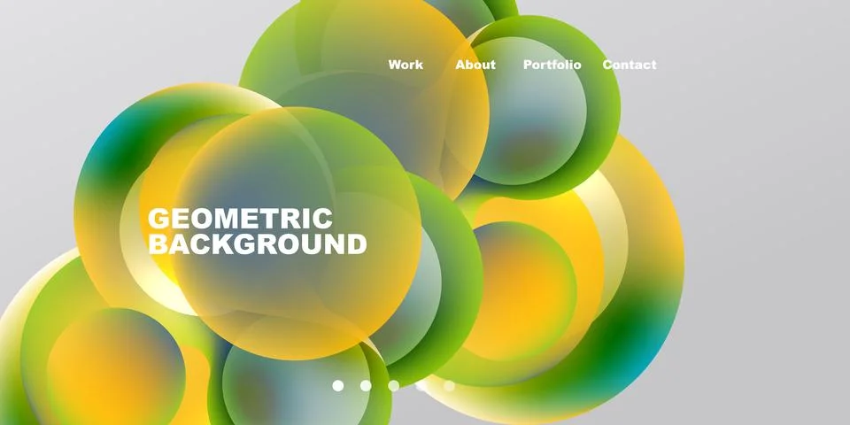 Abstract vibrant circles overlap. Text displays geometric background, plus Stock Illustration