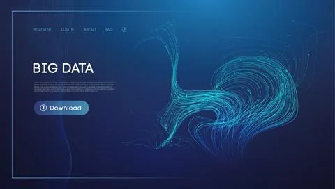 Abstract Vibrant Data Flow Concept on Dark Blue Background Stock Illustration