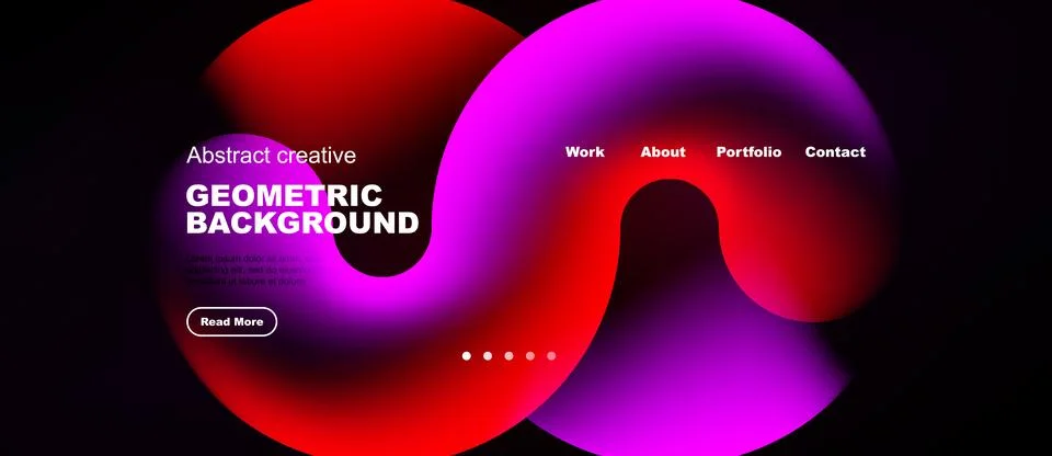 Abstract vibrant design features flowing shapes, text elements, navigation イラスト素材