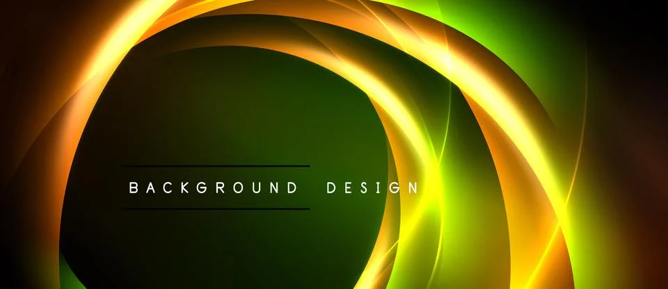 Abstract vibrant design features flowing curves, bright colors. Green dominat Stock Illustration