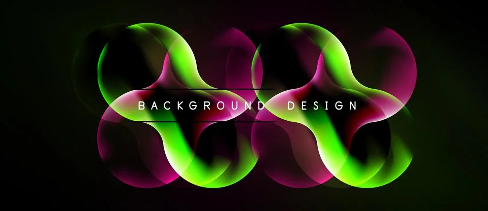 Abstract vibrant design features flowing neon lines. Green, pink, purple hues Stock Illustration