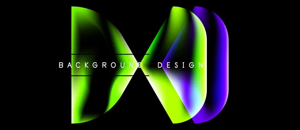 Abstract vibrant design features flowing shapes, gradient colors. Black 스톡 일러스트