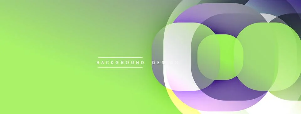 Abstract vibrant design features overlapping circles, gradients. Green domi.. Stock Illustration