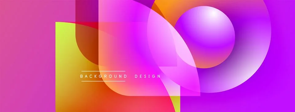 Abstract vibrant design features overlapping colorful shapes. Gradient hues Illustrazione stock