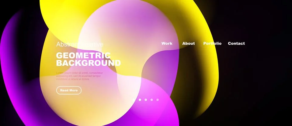 Abstract vibrant design features overlapping colorful shapes. Text elements イラスト素材