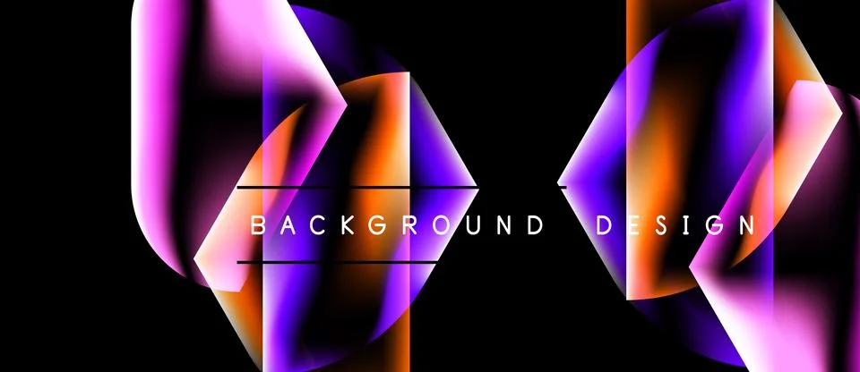 Abstract vibrant design features overlapping colorful layers. Gradient hues Stock Illustration
