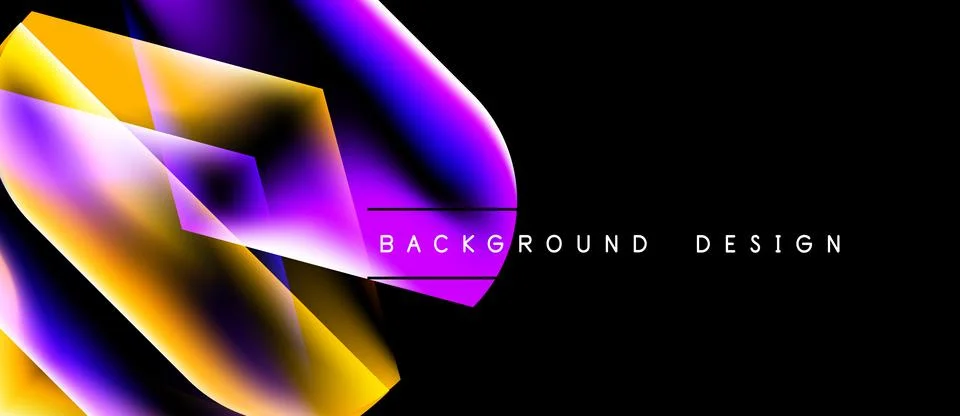 Abstract vibrant design features overlapping layers, gradients. Bold colors Stock Illustration