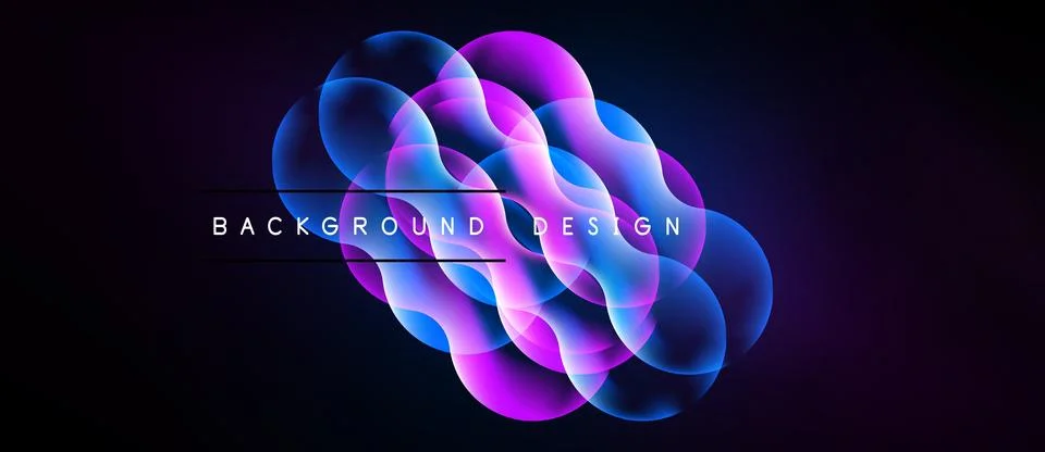 Abstract vibrant design. Overlapping circles create luminous effect against.. Stock Illustration