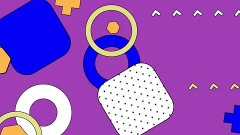 Abstract vibrant design on purple background with geometric and modern elements Stock Footage 295753069