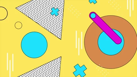 Abstract vibrant design on yellow background enriched with geometric and modern Stock Footage 295753151