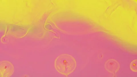 Abstract vibrant fluid motion with pink yellow and green paint swirls Видео 331662732