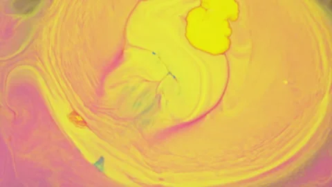 Abstract vibrant fluid motion with pink yellow and green paint swirls 스톡 동영상 331663286