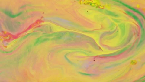 Abstract vibrant fluid motion with pink yellow and green paint swirls Видео 331664533