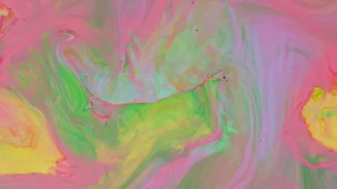Abstract vibrant fluid motion with pink yellow and green paint swirls 스톡 동영상 331664743