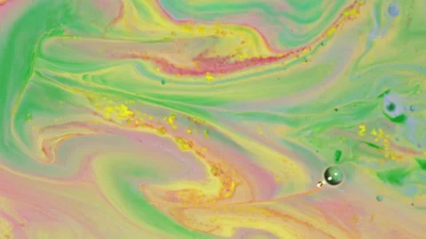 Abstract vibrant fluid motion with pink yellow and green paint swirls 스톡 동영상 331665395