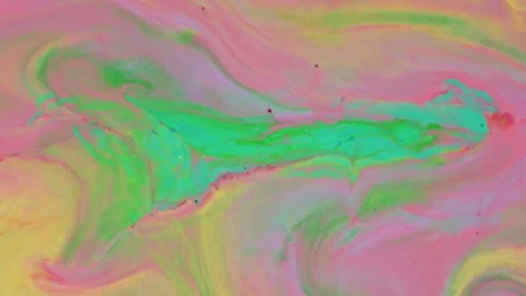 Abstract vibrant fluid motion with pink yellow and green paint swirls 스톡 동영상 331665426