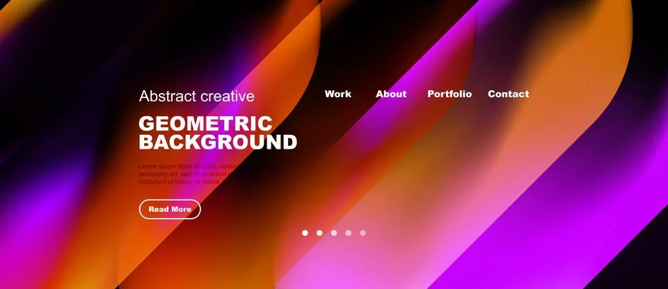 Abstract vibrant geometric background. Website header design features bold Illustrazione stock