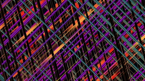 Abstract Vibrant Geometric Lines in Multicolor Design Depth Effect Stock Footage 303899346