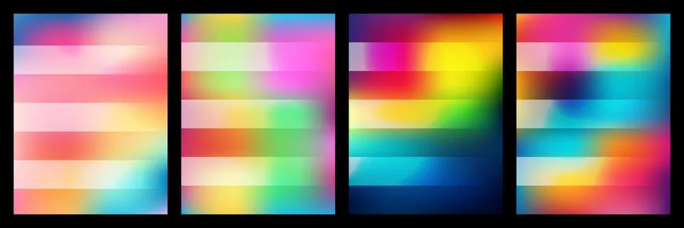 Abstract vibrant gradient backgrounds with horizontal stripe overlay Stock Illustration