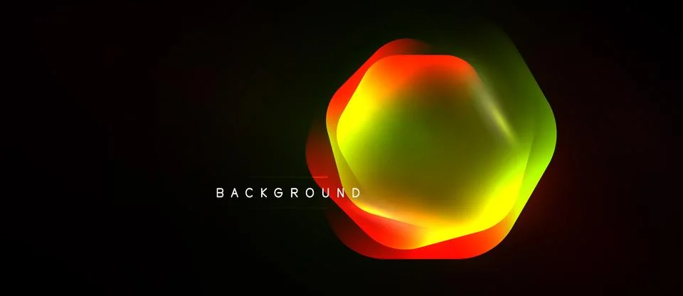 Abstract vibrant hexagon shape. Gradient colors blend, creating dynamic visua Stock Illustration