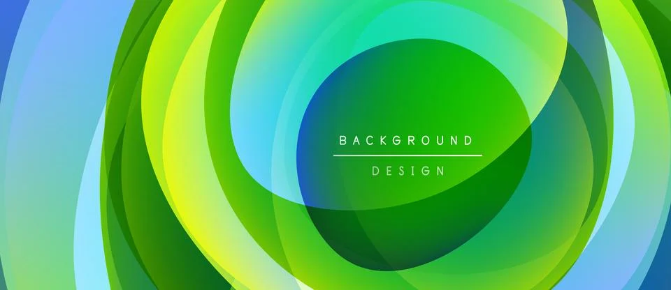 Abstract vibrant layers create circular pattern. Green, blue hues dominate Illustrazione stock