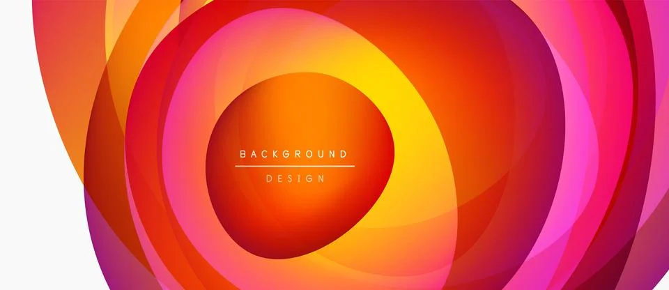 Abstract vibrant layers create circular design. Warm colors dominate, radiating Stock-Illustration