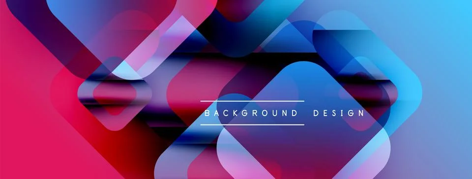 Abstract vibrant layers create dynamic composition. Pink, blue, purple hues Stockillustratie