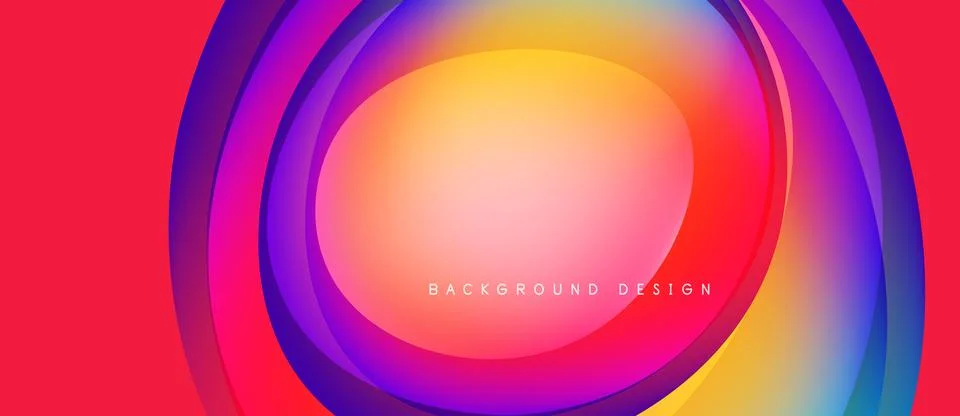 Abstract vibrant layers create dynamic circular pattern. Red background Illustrazione stock