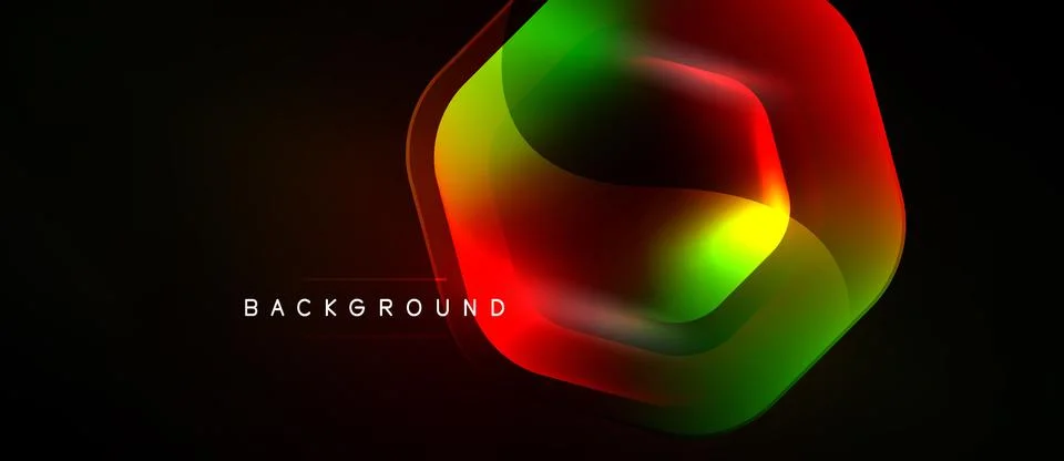 Abstract vibrant layers create dynamic shape. Dark background emphasizes Stockillustratie