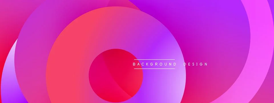 Abstract vibrant layers create flowing circular pattern. Gradient colors blend, Illustrazione stock