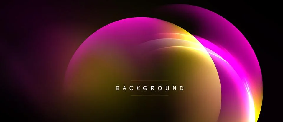 Abstract vibrant layers create glowing arc over black background. Smooth Stockillustratie