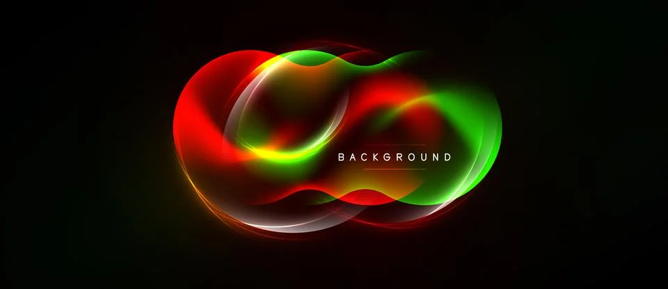 Abstract vibrant layers create glowing effect. Red, green, yellow hues blend Stock Illustration
